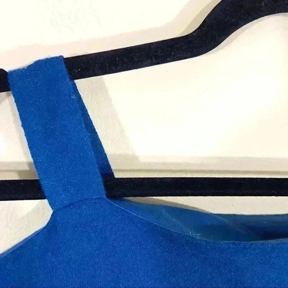 Tibi Royal Blue Cold Shoulder Cut Out Wool Blouse - Picture 8 of 15